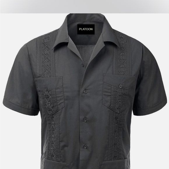 Platoon Men’s Guayabera Dark Grey - Picture 2 of 6